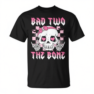 Bad Two The Bone T-Shirt à manches courtes et col rond pour enfants, vêtements de fête unisexes - Product Image 2