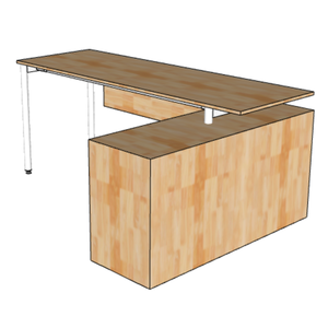 Modern <b>Solid</b> <b>Wood</b> Minimalist Office <b>Desk</b> with Integrated Cabinet 180x60cm OMA II System HBOM214 - Product Image 5