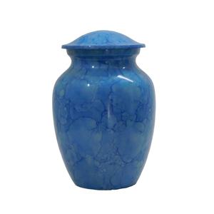 Urnas para mascotas de cremación de aluminio de alta calidad con estampado de patas urnas funerarias de metal con acabado de Peltre y azul cielo para cenizas humanas - Product Image 2