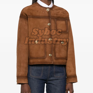 Veste en cuir suédé marron Cowgirl pour femme veste en cuir suédé de Style occidental en daim souple de vache véritable pour torsion moderne - Product Image 4