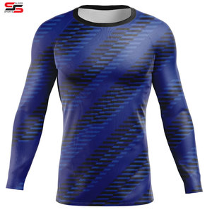 High Performance Breathable <b>Black</b> Sublimation <b>Compression</b> t <b>Shirts</b> Customized MMA BJJ Rashguard - Product Image 3
