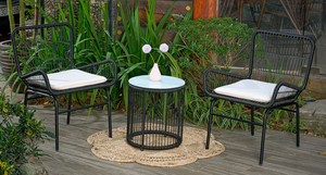 Juego de muebles de comedor de jardín de mimbre polivinílico para exteriores de 3 piezas modernas al mejor precio para exteriores de parque o escuela - Product Image 3