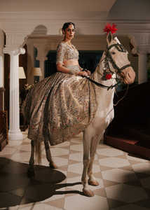 Modern Traditional Pakistani Bridal Wear Floor-Length Ball Gown Rich Lace Embroidery Artistic Embellishment Luxurious Crystal - Product Image 4