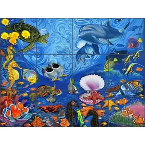 Agudelo Undersea Turtle Dolphin Fish Art Ceramic <b>Tile</b> Backsplash Mural FAA021 <b>Tile</b> <b>Accessories</b> - Product Image 1