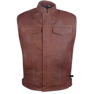 เสื้อกั๊กหนังสำหรับผู้ชายเสื้อสำหรับขี่มอเตอร์ไซค์แบบคลาสสิกเสื้อกั๊กหนังสำหรับนักขี่จักรยานผลิตจากหนัง - Product Image 2