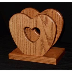 Porte-mouchoirs décoratifs en bois dernier modèle pour la maison, le café et la salle de séchage Double forme de coeur, manguier, pin et bois d'acacia personnalisé - Product Image 2