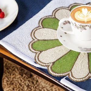 Napperon en perles de verre de pin vert grand topper de Table basse pour noël nouvel an anniversaire Thanksgiving décor de table festif - Product Image 6