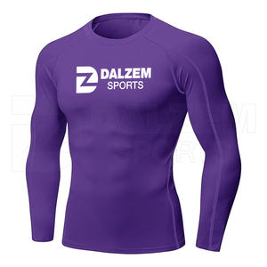T-shirt de compression de sport en polyester 100% à séchage rapide sur mesure OEM ODM pour hommes chemise d'entraînement de gymnastique à motif solide vierge - Product Image 1