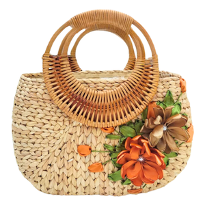 กระเป๋าถือผักตบชวาธรรมชาติแบบพรีเมี่ยมสำหรับผู้หญิงกระเป๋าถือแบบยั่งยืนทำจากฟางแฮนด์เมดงานหัตถกรรมจากเวียดนาม - Product Image 1