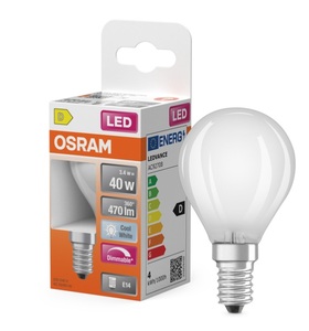 Osram 444647 Lampada LED Retrofit Sferica Dimmerabile con Vetro Opaco E14 3.4W 4000K 470Lm - Product Image 2
