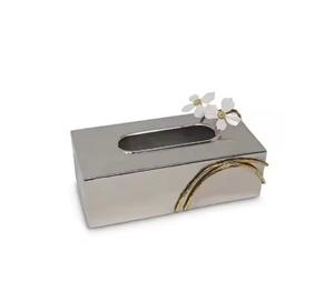 Boîte à mouchoirs en alliage métallique plaqué or de luxe avec fonction de suspension écologique pour la maison et l'hôtel - Product Image 6