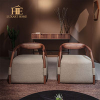 Fauteuil d'appoint en bois massif pour salon, fauteuil lounge moderne en cuir noir, aucun avis pour le moment