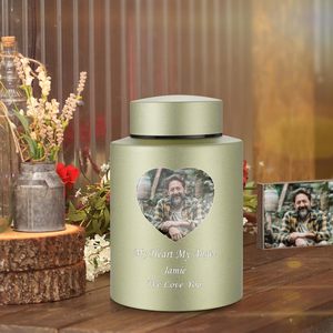 Photo Urnes de crémation personnalisées pour cendres humaines Mémorial funéraire personnalisé en acier inoxydable 5.9 pouces Souvenir décoratif moyen - Product Image 5