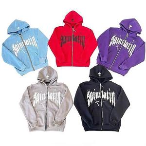 Sudadera con capucha y cremallera de gran tamaño, OEM proveedor a granel, sudaderas con capucha con logotipo personalizado para ropa de calle y moda de invierno - Product Image 2