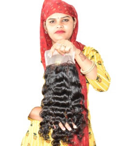 Extensions de cheveux humains cambodgiens de qualité supérieure, bruts, non traités, provenant d'un seul donneur, double trame, bouclés, 13*4 frontal, cuticules alignées - Product Image 6