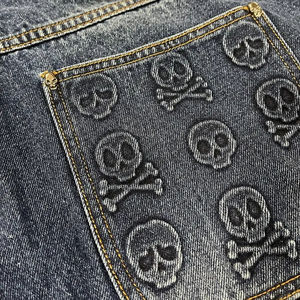 VIRAL Y2K Fabricant Personnalisé Streetwear Baggy Carpenter Jean Short en Denim avec Impression en Relief et Design Double Genou pour Hommes - Product Image 2