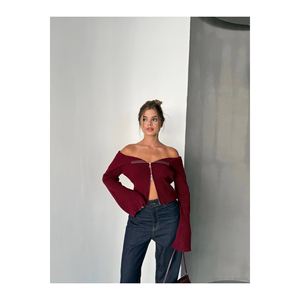 <b>Madonna</b> Women's Double Zip Knit Collar Sweater - Product Image 3