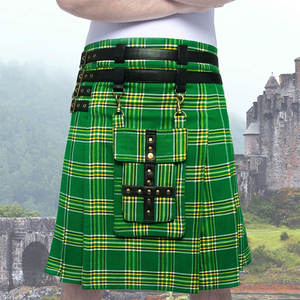 Kilts Híbridos Ajustables con Tartán Verde Nacional Irlandés para Hombre con Bolsillo Frontal Desmontable 2026 - Product Image 3