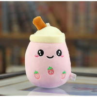 Porte-clés en peluche Boba rose doux et mignon avec rembourrage en coton PP, taille unisexe 11-30cm, 34g, convient aux enfants de 5 à 7 ans, par My Store