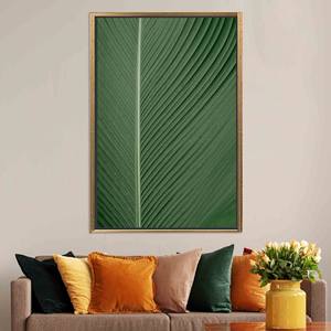 Impression sur toile botanique élégante : œuvre d'art moderne avec feuilles vertes pour la décoration de la maison, toile encadrée dorée - Product Image 1