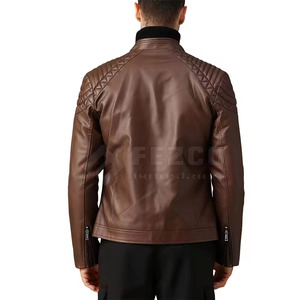 Chaqueta de Invierno de Cuero Marrón para Hombre, Estilo Moderno, Ajustada, de Moda Urbana, Fabricada por un Fabricante de Ropa Exterior - Product Image 3