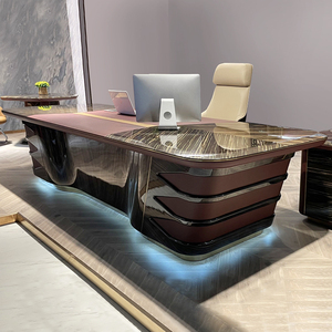 FAST Durable Modern Executive Desk Solid Walnut Wood Water Resistant Box <b>Drawer</b> Storage Home <b>Office</b> Workstation Manager Table - Product Image 5