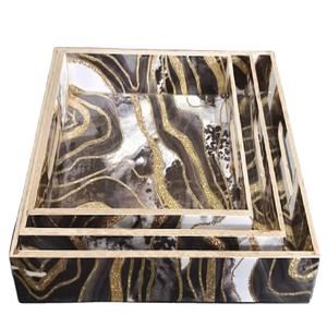 Bandeja DE SERVICIO DE MDF de forma cuadrada de último diseño, bandeja de madera hecha a mano de alta calidad, bandeja moderna reutilizable lavable pulida Natural - Product Image 1