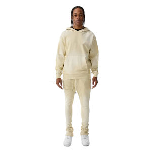 ชุดวอร์มสองชิ้นสำหรับผู้ใหญ่กางเกงวอร์มผ้าฟลีซผ้าคอตตอนแบบสวมหัวมีฮู้ดสีพื้น - Product Image 1