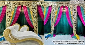 กรอบไฟเบอร์กลาสสีขาวสำหรับงานแต่งงานที่สวยงามสวยงามสำหรับงานแต่งงานในเอเชียกรอบไฟเบอร์ขัดเงาสีขาวสำหรับเวทีงานแต่งงาน - Product Image 3