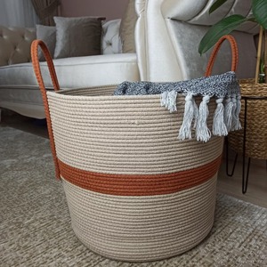 Cesta de cuerda de yute de diseño bohemio más vendida 100% Cesta de almacenamiento de calidad premium de India Precio al por mayor - Product Image 6