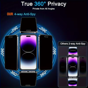 360 °   Protector de Pantalla de Privacidad de Ángulo Completo para <span class=keywords><strong>iPhone</strong></span>, Vidrio Templado Anti-Espía, Vista Frontal Clara HD - Product Image 4
