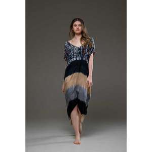 Women Multicolor Tie Dye Kaftan <b>Dress</b> <b>Loose</b> <b>Fit</b> Midi Maxi <b>Dress</b> Boho Casual Beach Wear Caftan - Product Image 1