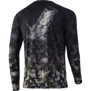 เสื้อตกปลาแขนยาว Upf50 + ผู้ชายเสื้อตกปลาแบบสั่งตัดสีดำระบายอากาศได้ดี - Product Image 4