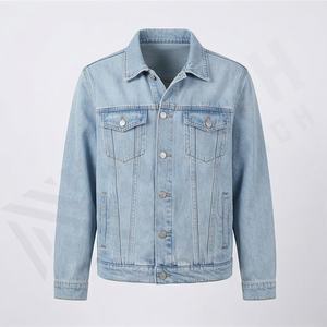 Chaqueta de Mezclilla 100% Personalizada para Hombre, Estilo Casual de Invierno, Color Sólido, con Bolsillos y Logotipo Personalizado en la Parte Delantera, Alta Calidad - Product Image 1