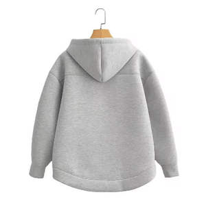High Street Fashion Otoño Invierno abrigo sólido suelto Sudadera con capucha con bordado de manga larga Casual cremallera prendas de vestir sudadera - Product Image 6