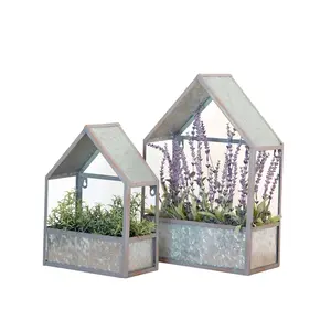 Lot de 3 jardinières en fer galvanisé de couleurs personnalisables Pots de fleurs en métal durable pour la décoration de la maison et du jardin - Product Image 4