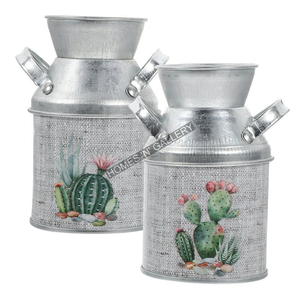 Yellow Galvanized Steel Planter Pails Indoor/Outdoor Silver Plant Pots for Garden & Home Floor Usage Bucket Metal Bucket Pots - Product Image 2
