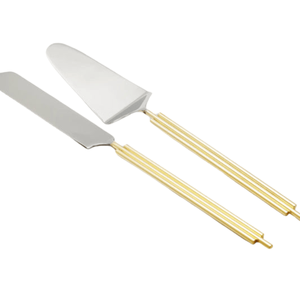 Juego de Cubiertos de Acero Inoxidable con Acabado Espejo, Estilo Artesanal, Mango Largo, Cuchillo para Servir Pastel Chapado en Oro, Decoración de Cocina - Product Image 1
