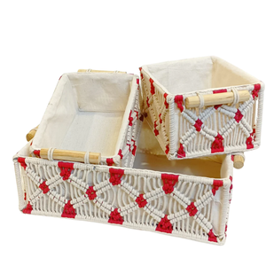 Cesta de macramé hecha a mano de algodón más vendida diseñada en decoración artística para tiendas de conveniencia disponible en tamaños personalizados - Product Image 3