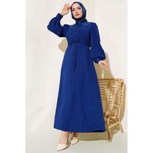 Vestido de túnel de cintura con cuello de encaje Azul Marino - Product Image 3