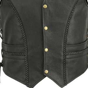 2025 Men's Biker Leather <b>Vest</b> Autumn Fashion 100% Genuine Leather Breathable Single Button <b>Denim</b> Outerwear - Product Image 4