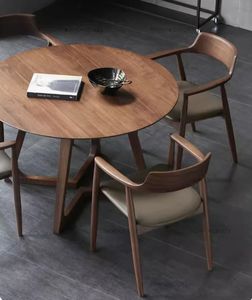 Juego de comedor de madera de teca maciza Hiroshima de diseño escandinavo mesa y sillas de color nogal para muebles de cocina y comedor - Product Image 3