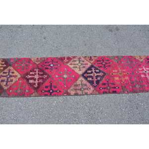 พรมตุรกีวินเทจคลาสสิกสีแดงน้ำตาล1.6 x พื้นที่ขนาดใหญ่พรมห้องนั่งเล่น11.1ft วัสดุผ้าขนสัตว์น้ำยางเย็บปะติดปะต่อปริศนาห้องโถง - Product Image 4