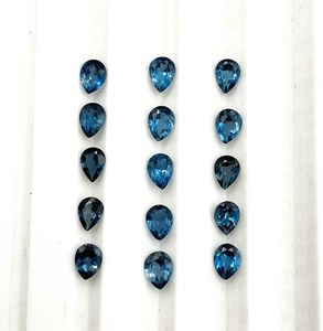 Lot de pierres précieuses en vrac topaze bleue de Londres naturelle taillée en poire 3*5-12*16 MM pierres à facettes avec certificat IGI pour la fabrication de bijoux - Product Image 2