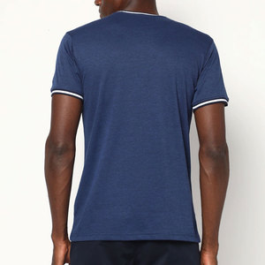 Camiseta informal con Logo personalizado para hombre, camisa elegante con cuello redondo en blanco, con contraste, manga raglán - Product Image 2