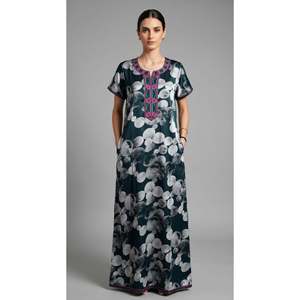 Camisón Largo Bordado con Flores para Mujer, Suave y Transpirable, con Bolsillo Lateral, Estilo de Diseñador ODM - Product Image 3