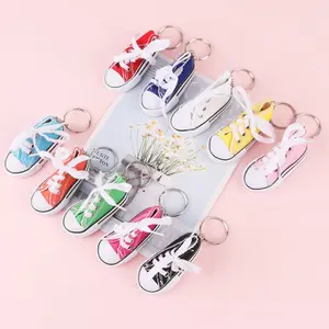 Colorful cute mini cloth pvc shoe canvas shoe key chain 3D sports sneaker keychain