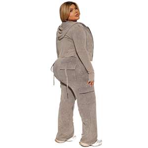 Automne hommes lavage à l'acide coton Flare survêtement sweat à capuche zippé pantalons de survêtement personnalisé graphique respirant Streetwear Gym vêtements de sport Logo - Product Image 6