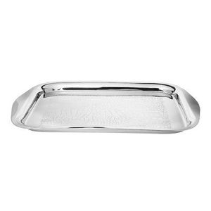 Bandeja de servicio pulida de plata de acero inoxidable puro con mango dorado, accesorio de mesa de Ramadán de Navidad de la mejor calidad - Product Image 4