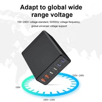 Station de charge de bureau HNT 105W GaN avec 4 ports USB-C PD à charge rapide pour ordinateur portable et iPhone, adaptateur d'alimentation intelligent magnétique 6-en-1 pour le bureau